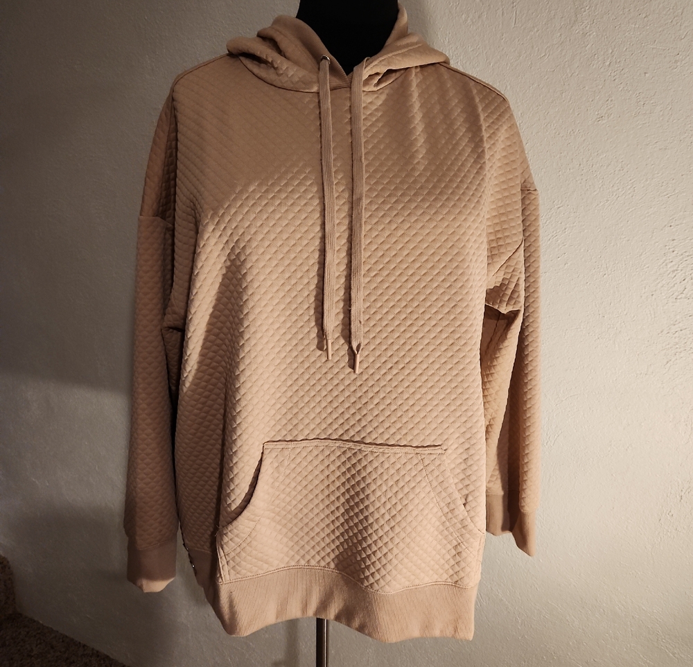 The Sweatshirt Project Size 2XTextured Quilted Hoodie Sweatshirt - Neutral Beige